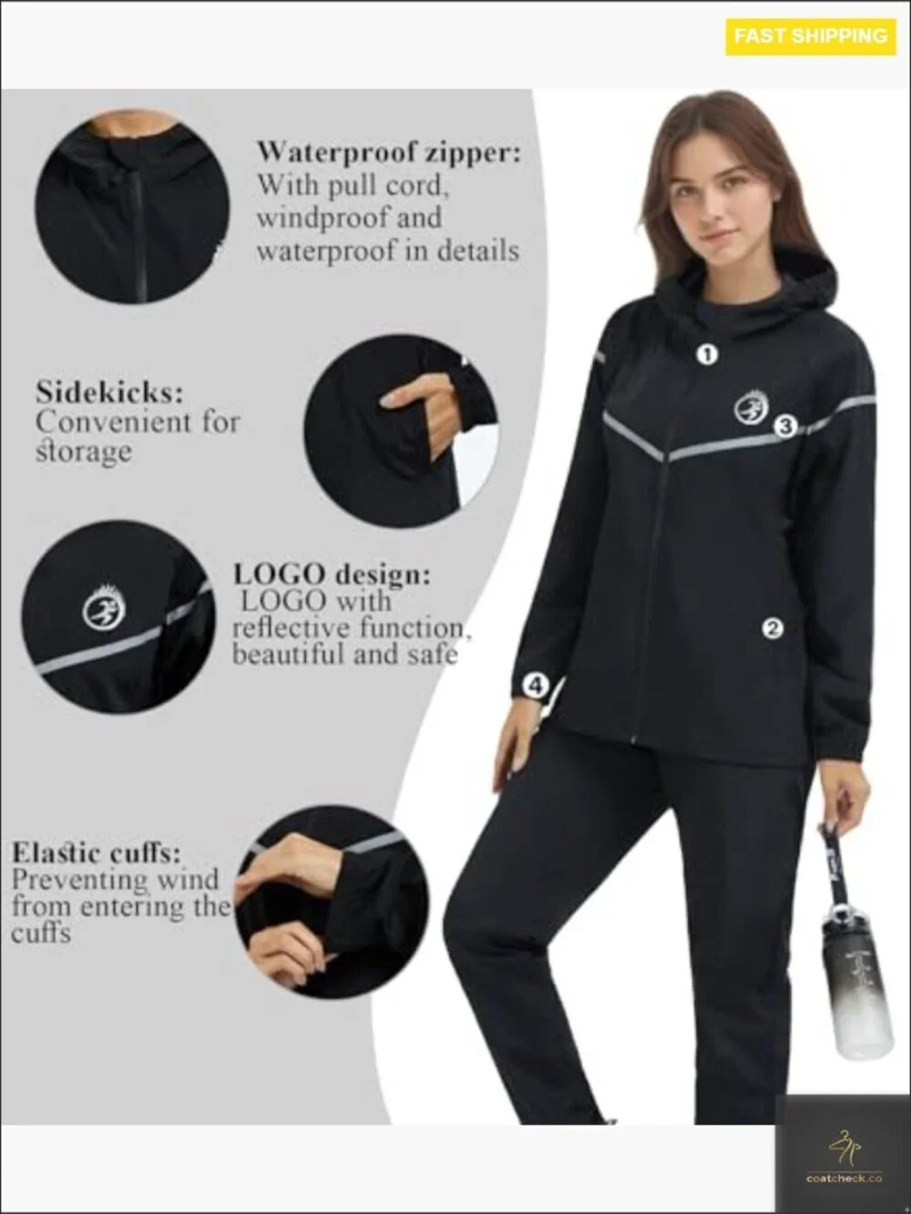 Lightweight Rain Jacket Waterproof Breathable Hooded Raincoat for Outdoor